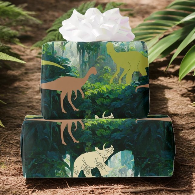 Papier Cadeau Dinosaures de la jungle préhistorique (Créateur téléchargé)