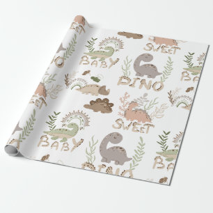 Papier Cadeau Dinosaures dinosaures dans un emballage scandinave