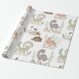 Papier Cadeau Dinosaures dinosaures dans un emballage scandinave