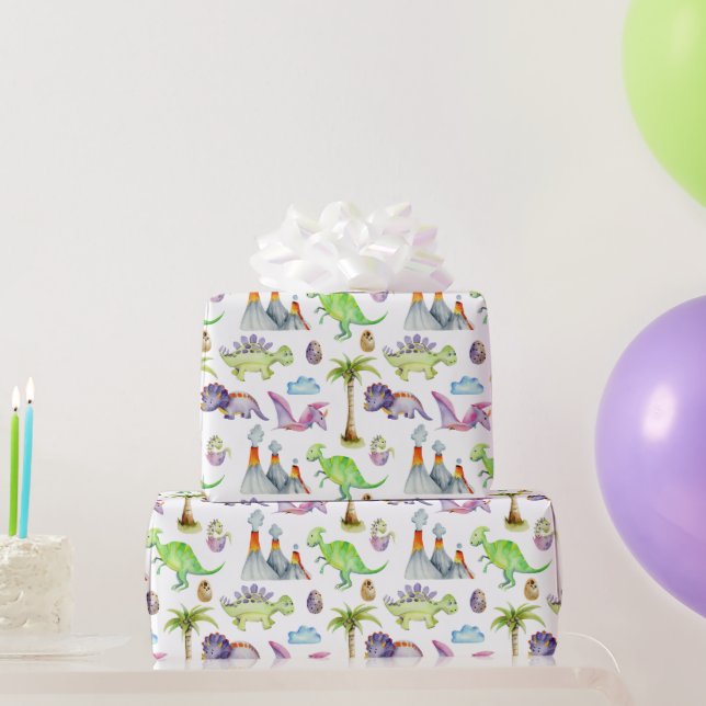 Papier Cadeau Dinosaures et volcans (Cadeaux de fête)