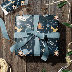 Papier Cadeau Dinosaures mignons en Motif spatial Anniversaire d