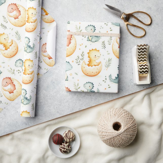 Papier Cadeau Dinosaures pour bébés et papier d'enveloppement de (Artisanat)