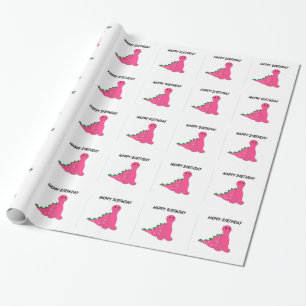 Papier Cadeau Dinosaures roses