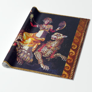 Papier Cadeau DIONYSOS AVEC LA SPEAR ÉQUITATION LEOPARD Grecque 