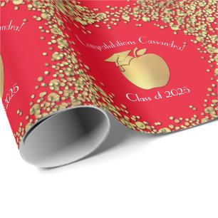 Papier Cadeau Diplôme d'enseignement Red Gold
