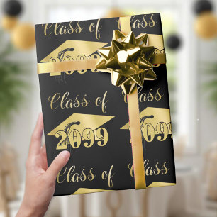 Papier Cadeau Diplôme Métal Doré Année de Promotion Modifiable N