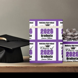 Papier Cadeau Diplôme personnalisé violet de la promotion 2026