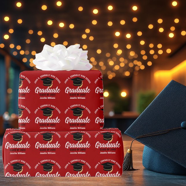 Papier Cadeau Diplômé Rouge Personnalisé Remise des diplômes 202 (Créateur téléchargé)