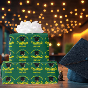 Papier Cadeau Diplômé Vert Jaune Diplômé Personnalisé