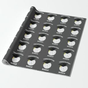 Papier Cadeau Diplômé Volleyball Sports Gris