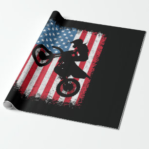 Papier Cadeau Dirt Vélo Drapeau Américain Motocross Vélo Hommes 