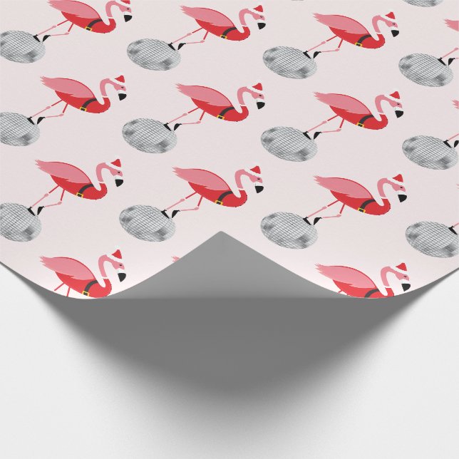 Papier Cadeau Disco Ball Père Noël Flamant rose rose Noël (Coin)