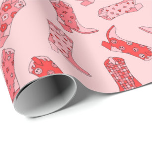 Papier Cadeau Disco Cowgirl Retro Pink & Red Wrapper Paper Roll