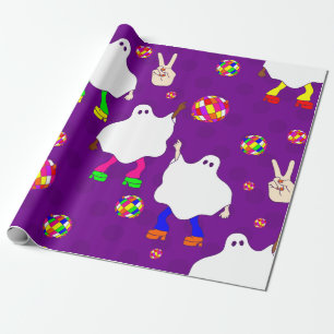 Papier Cadeau disco halloween fantôme africain violet