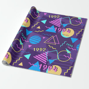 Papier Cadeau Disco Memphis, motif branché dans les années 1990