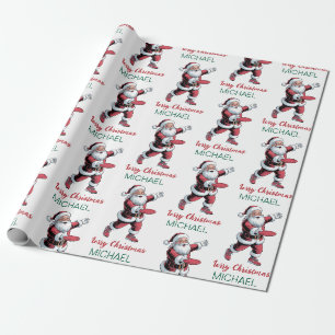 Papier Cadeau Disque de golf de Noël personnalisé Père Noël     