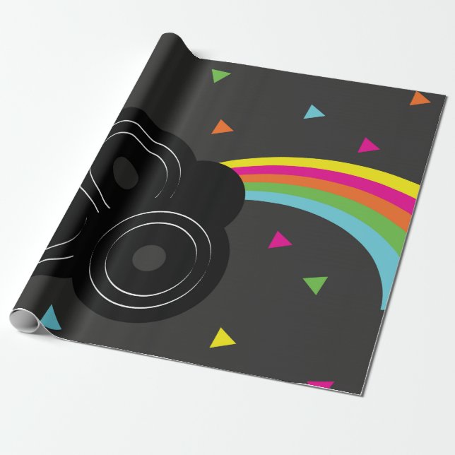 Papier Cadeau Disques Musique Arc-en-ciel Géométrique (Déroulé)