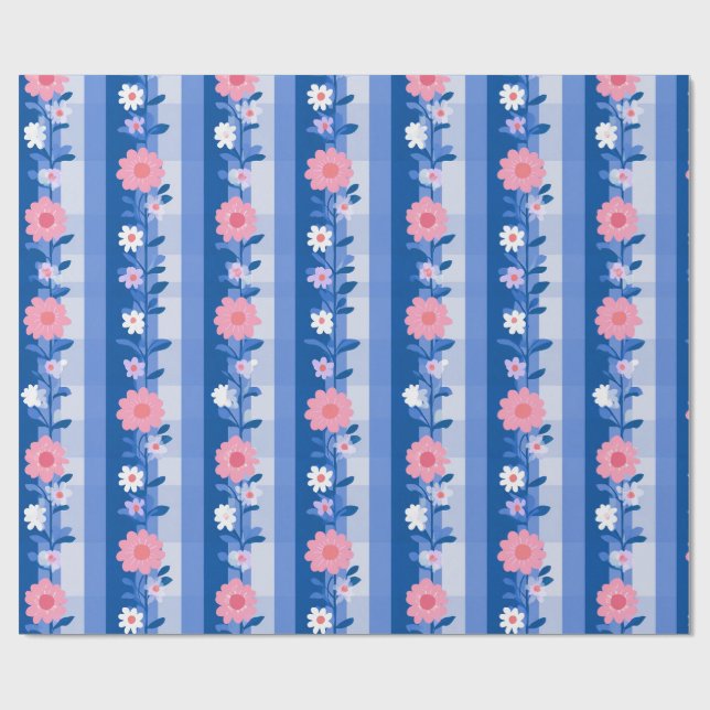 Papier Cadeau Ditsy En vichy grandes marguerites (Plat)