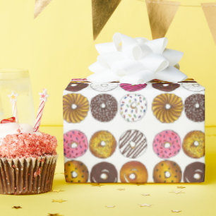 Papier Cadeau Dizaines de beignets Petit-déjeuner Junk Food Foin