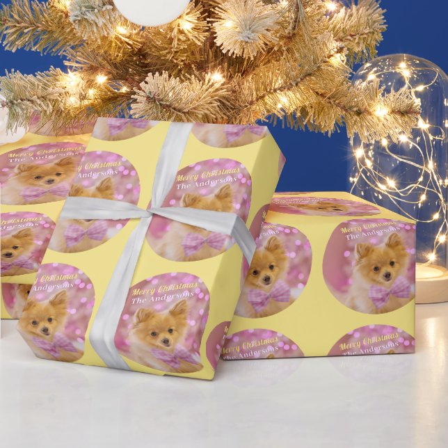 Papier Cadeau do-it-yourself Joyeux Noël & Nom, Chien mignon, Ja (Vacances)