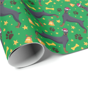 Papier Cadeau Doberman Pinscher Chien avec le chapeau du Père N