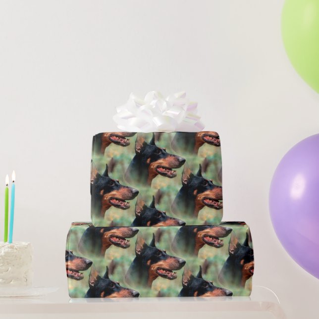Papier Cadeau Doberman Pinscher dans les bois (Cadeaux de fête)