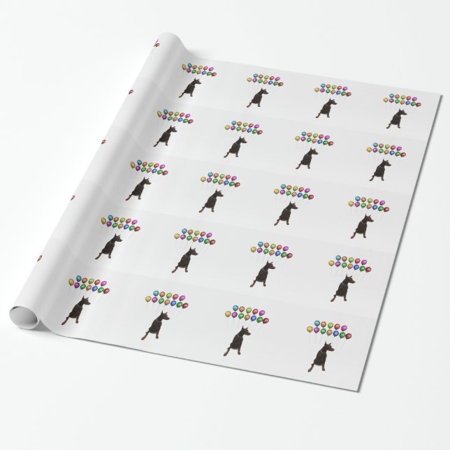 Papier Cadeau Doberman Pinscher souhaite Bonne Année 2016 (Déroulé)
