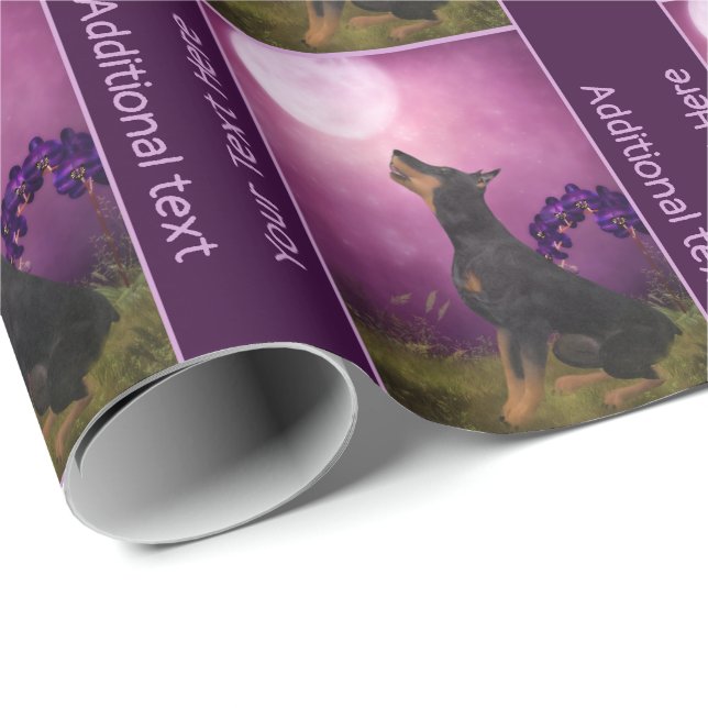 Papier Cadeau Doberman Purple Moon Imaginaire chien art personna (Coin rond)