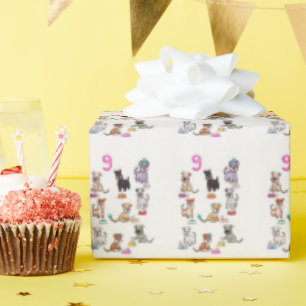 Papier Cadeau Doggie Diners Anniversaire de neuf ans
