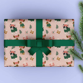 Papier Cadeau Doggies de Noël mignonnes avec chandails douillets