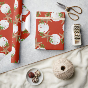 Papier Cadeau Dollars de sable de plage Noël Motif