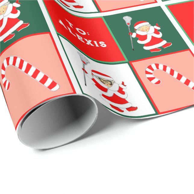 Papier Cadeau Don Filles Lacrosse (Coin rond)