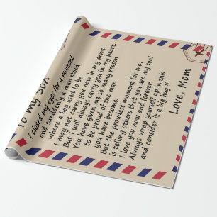 Papier Cadeau Don Son   Lettre À Mon Fils Amour De Maman