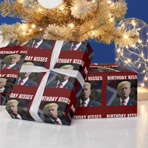 PAPIER CADEAU DONALD TRUMP ANNIVERSAIRE D'ENFANCE KISS