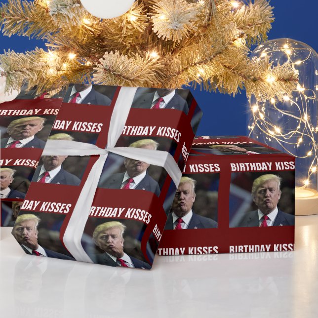 PAPIER CADEAU DONALD TRUMP ANNIVERSAIRE D'ENFANCE KISS (Vacances)