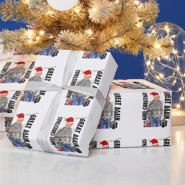 PAPIER CADEAU DONALD TRUMP CHRISTMAS SWEATER JEANS (Vacances)