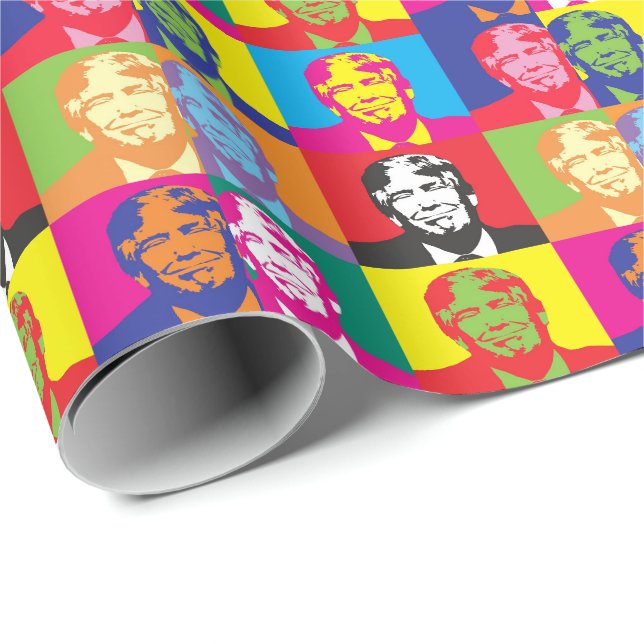 Papier Cadeau DONALD TRUMP humoristique PAPIER D'ART POP (Coin rond)