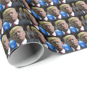PAPIER CADEAU DONALD TRUMP KISS BIRTHDAY FUNNY WRAPPER PAPIER