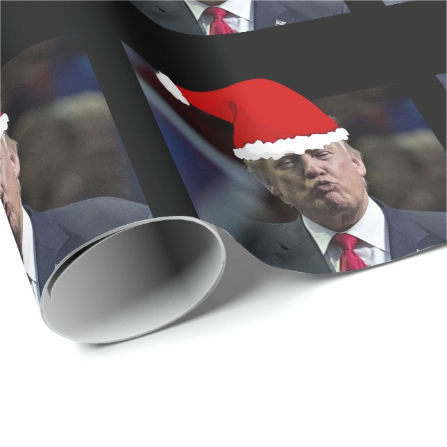 PAPIER CADEAU DONALD TRUMP KISS NOËL  (Coin rond)