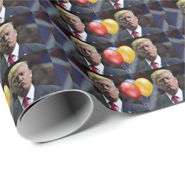 Papier Cadeau DONALD TRUMP KISS Papier d'anniversaire (Coin rond)