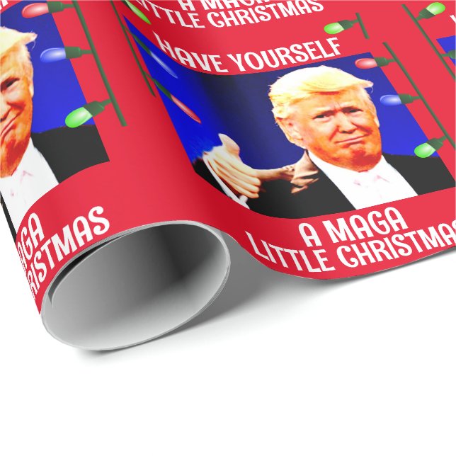Papier Cadeau DONALD TRUMP MAGA PETIT LITTLE Christmas WRAPPER P (Coin rond)