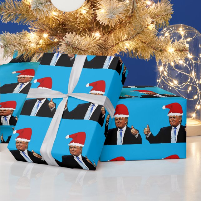 PAPIER CADEAU DONALD TRUMP PORTANT SANTA HAT WRAPPER PAPIER (Vacances)