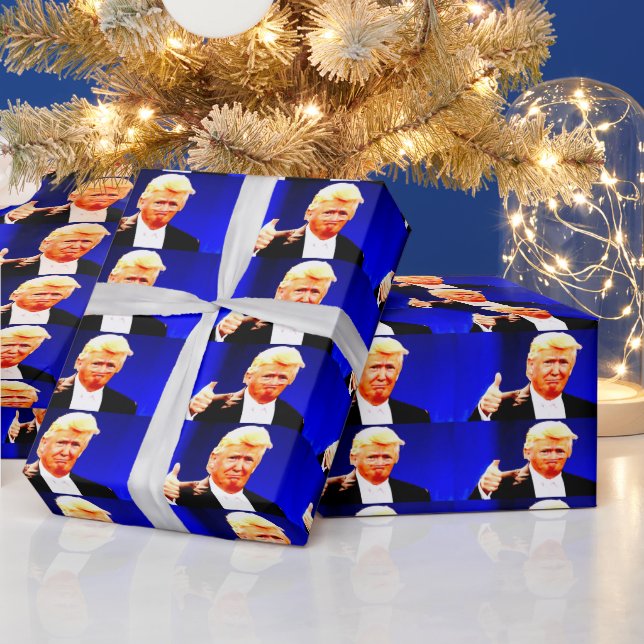 PAPIER CADEAU DONALD TRUMP THUMBS UP CHRISTMAS WRAPPER PAPIER (Vacances)