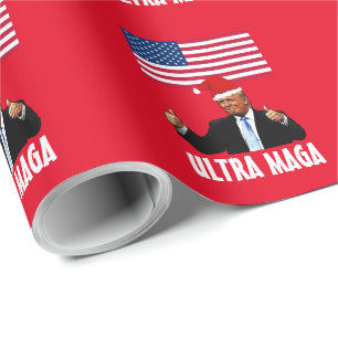 PAPIER CADEAU DONALD TRUMP ULTRA MAGA JOURNAL DE NOËL