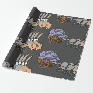 Papier Cadeau Donkies tirant un chariot
