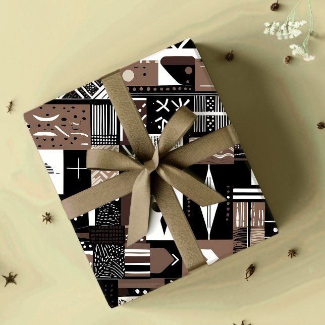 Papier Cadeau Dons tribus géométriques afro-américains (Tribal Geometric Mudcloth African American Gifts Wrapping Paper)