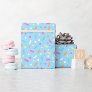 Papier Cadeau Donut avec glaçage bleu mignon et pépites