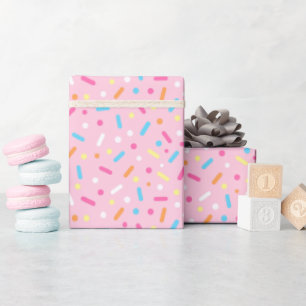 Papier Cadeau Donut rose mignon avec glaçage et pépites