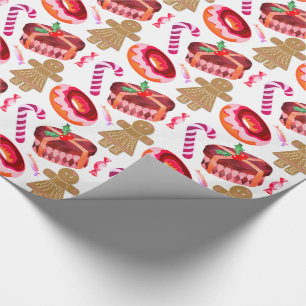 Papier Cadeau Donuts glacés rose Canneberges Filles en pain d'ép