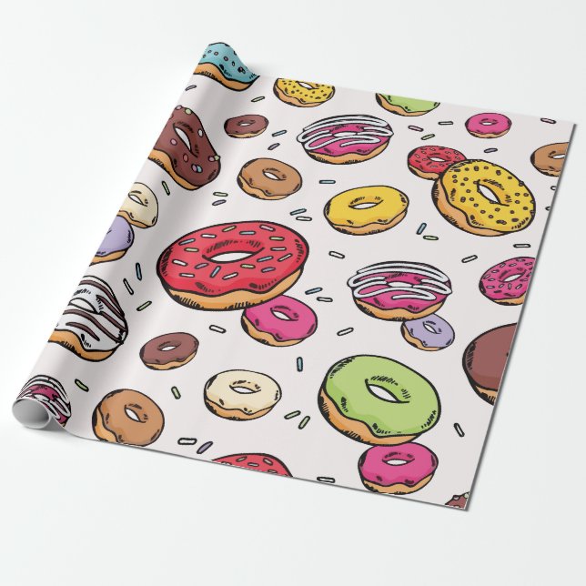 Papier Cadeau Donuts seamless pattern (Déroulé)